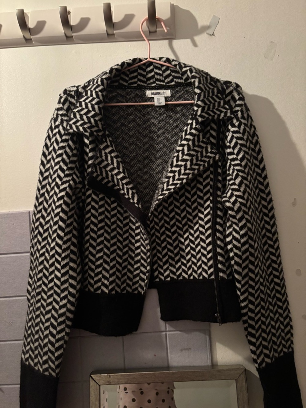William Rast Black & White Chevron Bomber Jacket